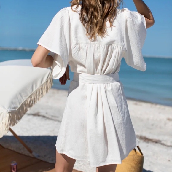 Emerson Fry India Collection Organic Cotton Basalie Dress S Dobby Stripe White - Picture 2 of 15